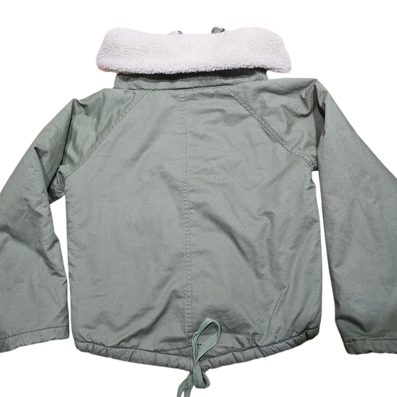 UNIF Mia Green Crop Sherpa Parker Jacket Small - Picture 8 of 8